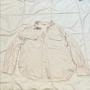 White Polka Dot Button-Up Shirt